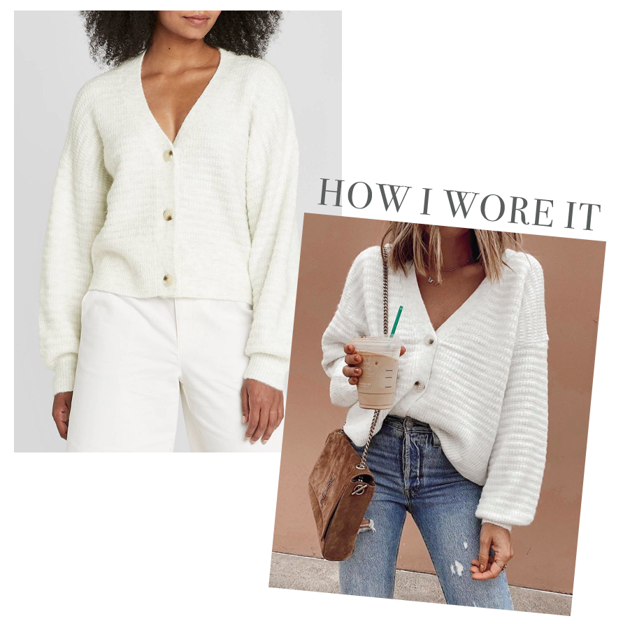 affordable target white puff button front cardigan