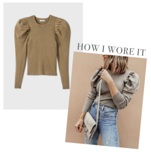 affordable target olive green puff sleeve crewneck sweater
