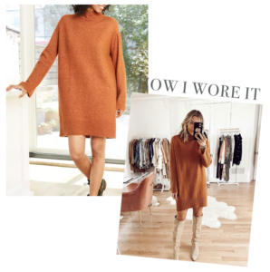 orange rust target turtleneck sweater dress
