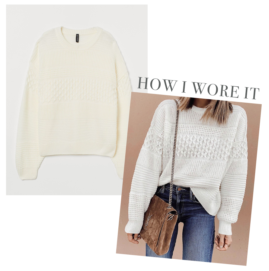 h&m ivory textured sweater