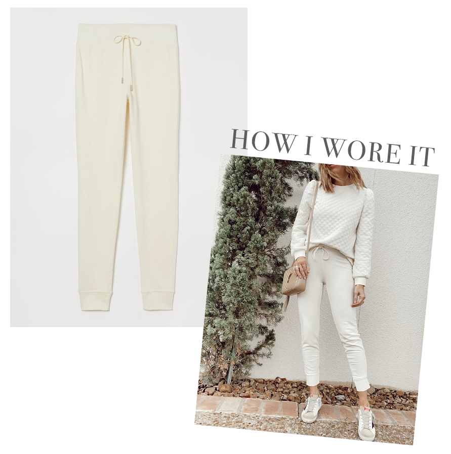 h&m affordable cream skinny joggers