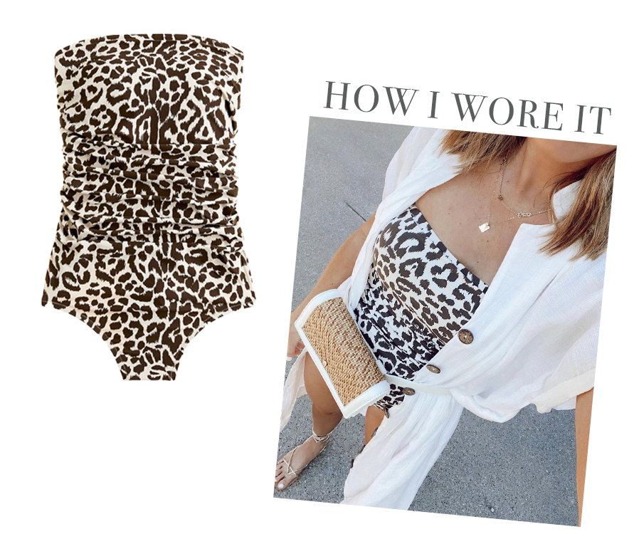 j. crew leopard one piece ruched swimsuit