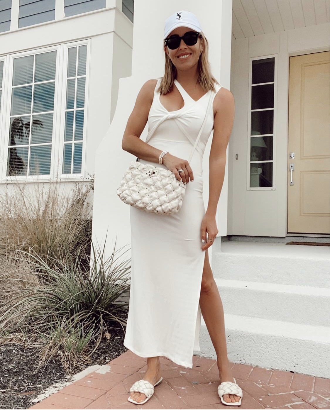 all white summer beach vacation outfit idea