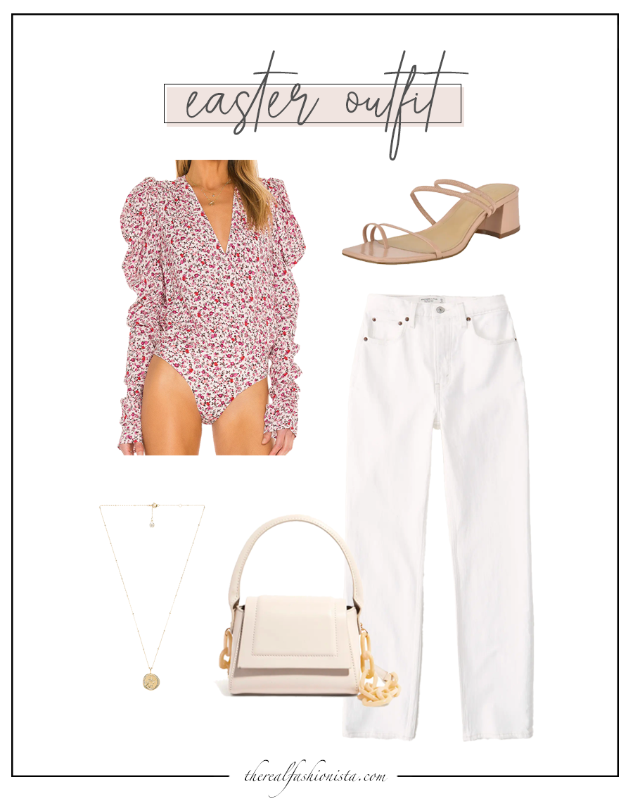 cute easter outfit idea with white jeans 2021