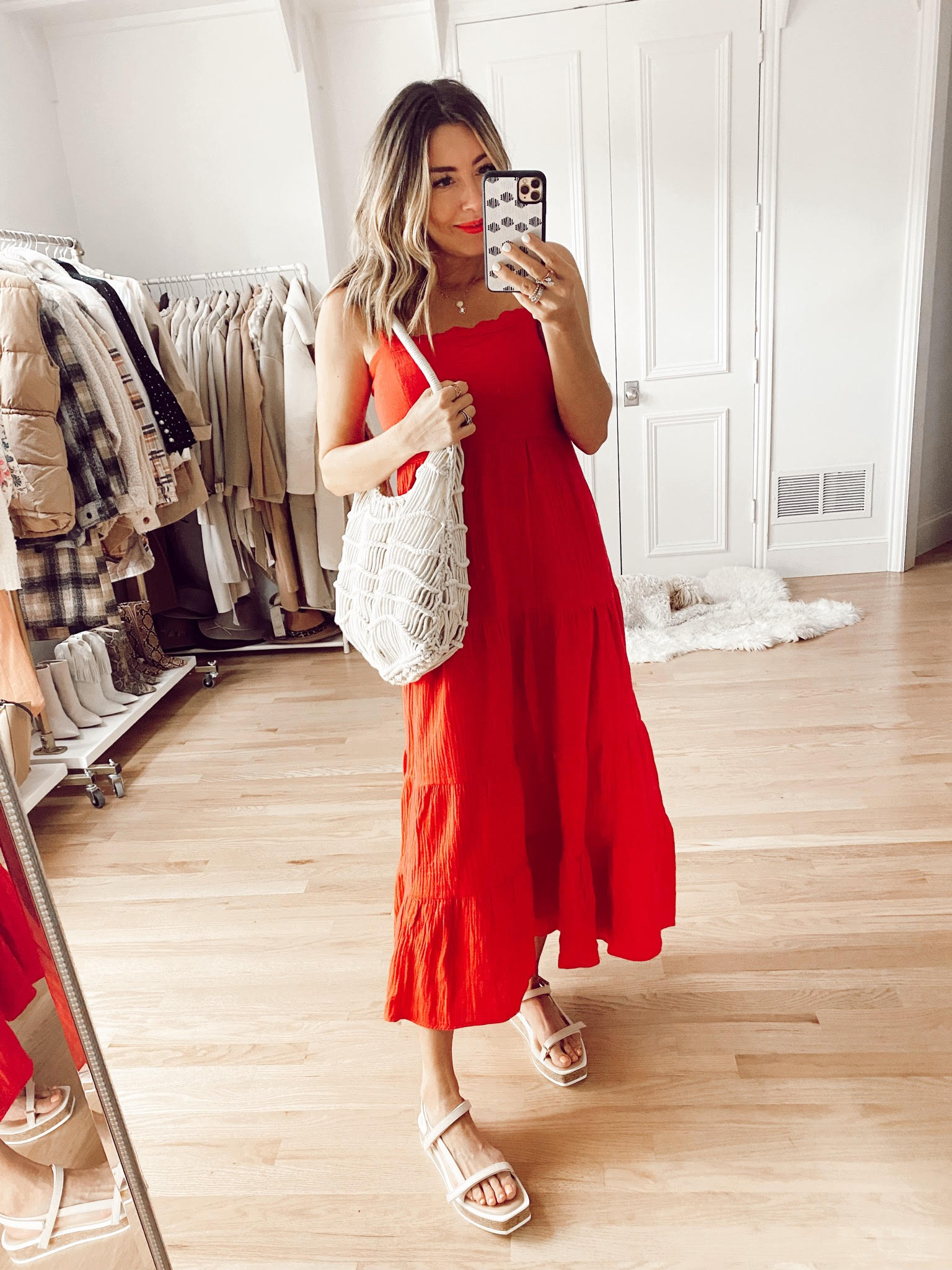 red tiered maxi dress for 4th of july 2021 outfit