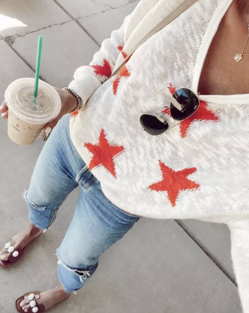 amazon star sweater for memorial day or 4th of july outfit
